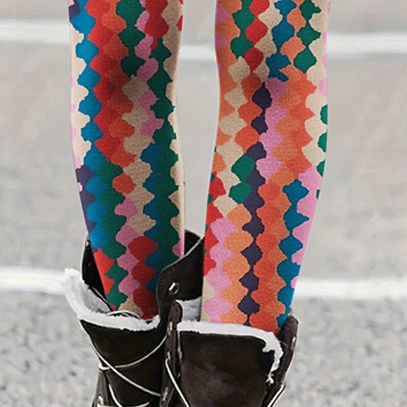 Women's Pants Trousers Leggings Cozy Leggings Streetwear Casual Full Length High Waist Graphic Elastic Waist Print Breathability Comfortable Stretchy Vacation Street Daily Wear Rainbow Summer Spring3