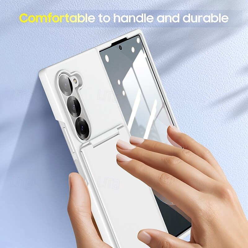 Phone Case For Samsung Galaxy Z Fold 7 Z Fold 6 Z Fold 5 Back Cover Kickstand Card Slot Shockproof Retro PC4