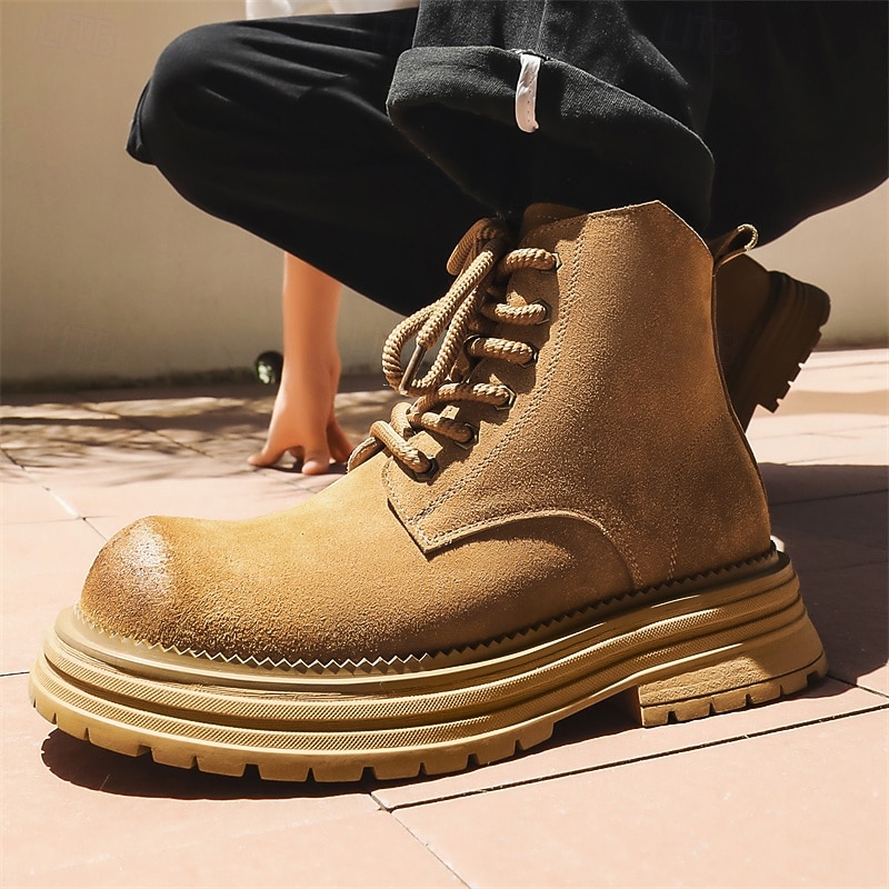 Men's Suede Desert Ankle Boots with Chunky Sole – Casual Lace-Up Outdoor Boots for Fall and Winter Streetwear3