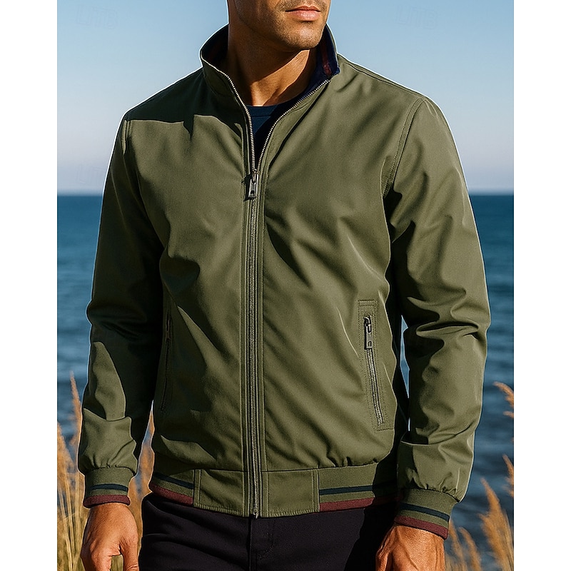 Men's Casual Jackets Hiking Jacket Outdoor Waterproof Windproof Hiking Outfits Hiking Clothes Autumn / Fall Top Camping / Hiking / Caving Running Solid Color Black Army Green Khaki