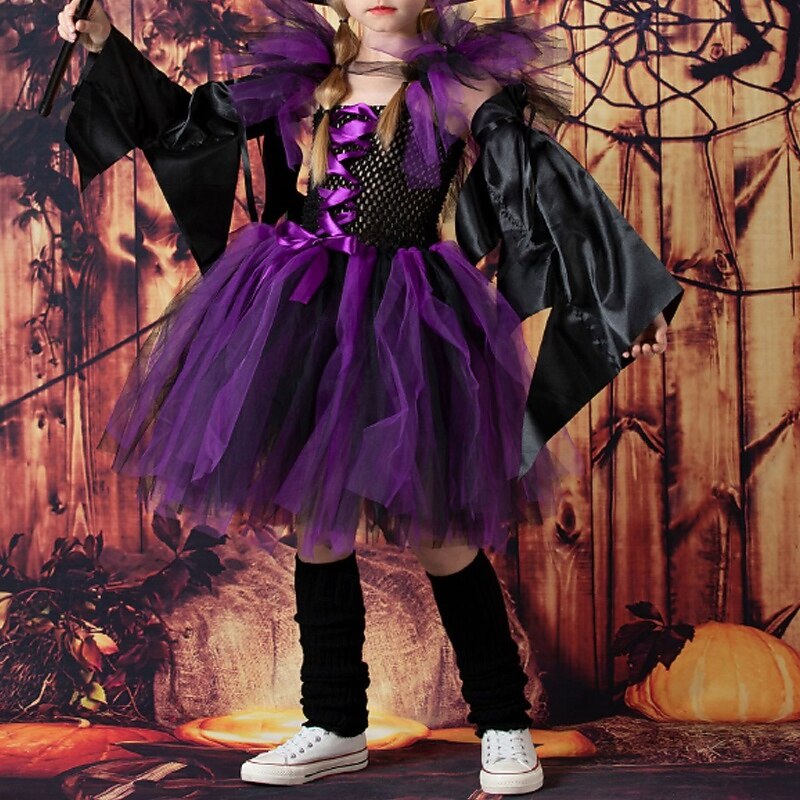 Witch Halloween Dress Cosplay Costume Tutu Walpurgis Night Cosplay Kid's Girls' Carnival Masquerade Party / Evening Easy Halloween Costumes Dress Up2