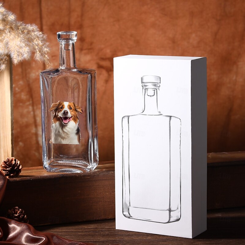 Personalized Glass Wine Bottle Custom Photo Christmas Gift Engraved Wine Gift for Pet Lovers Weddings Birthdays Baptisms Adult Ceremonies  Unique Gift for Him or Her2