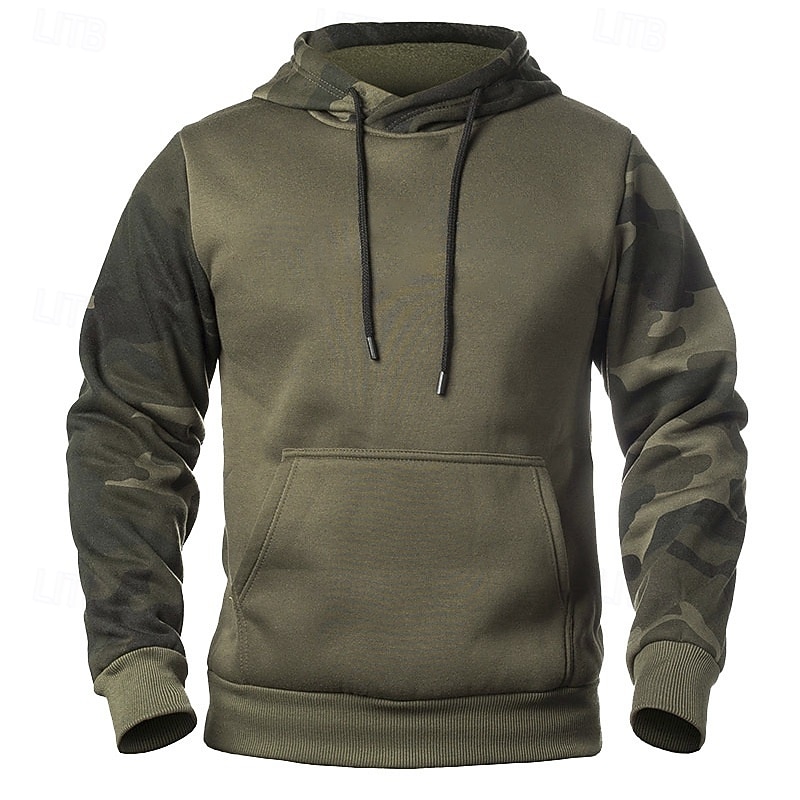Men's Hoodie Pullover Hoodie Sweatshirt Camo Hoodie Black Army Green Khaki Hooded Camouflage Patchwork Color Block Sports & Outdoor Casual Daily Streetwear Cool Sportswear Fall & Winter Clothing3