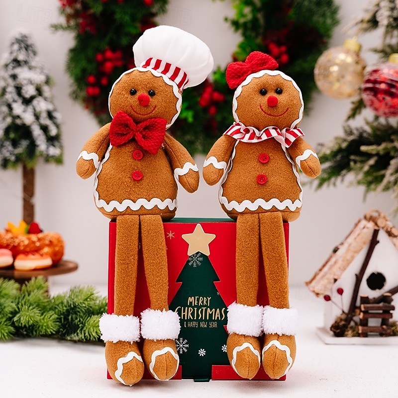 Christmas Plush Decoration Gingerbread Man Plush Doll Hanging Leg Design Christmas Cookie Man Stuffed Ornament Festive Holiday Window Display Decoration Christmas Party Home Decor Gift - Main Image