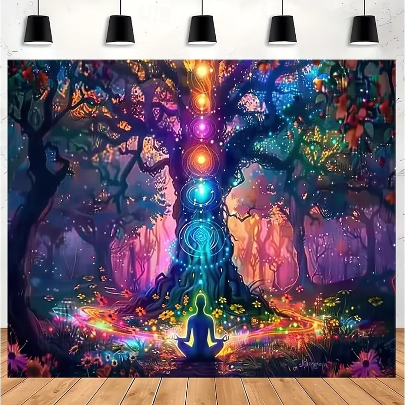 Tapestry Banners Wall Hangings Seven Chakra Yoga Meditation Flower Chakra Galaxy Mystic Bedroom Living Room Dorm Home Decor4