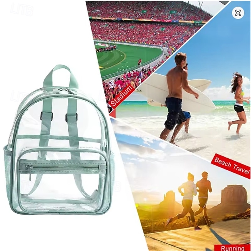 Casual Transparent Waterproof PVC Jelly Rucksack Storage Bag Student Backpack2