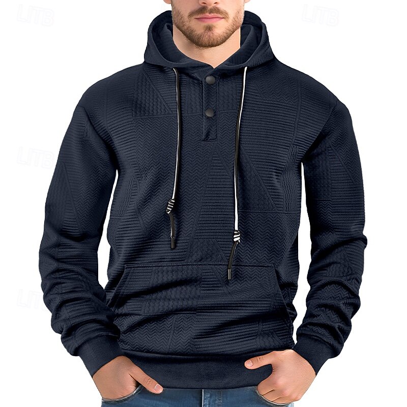 Men's Hoodie Pullover Hoodie Sweatshirt Fleece Hoodie Fleece lined Hoodie Black White Yellow Navy Blue Coffee Hooded Plain Textured Sports & Outdoor Casual Daily Streetwear Cool Sportswear Spring2