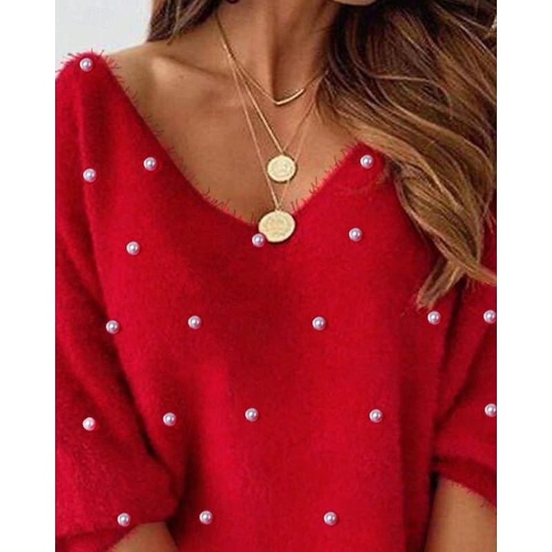 Women's Mini Dress Casual Dress Fashion Classic Modern Outdoor Vacation Holiday Regular Fit Plain Long Sleeve V Neck Red Summer2