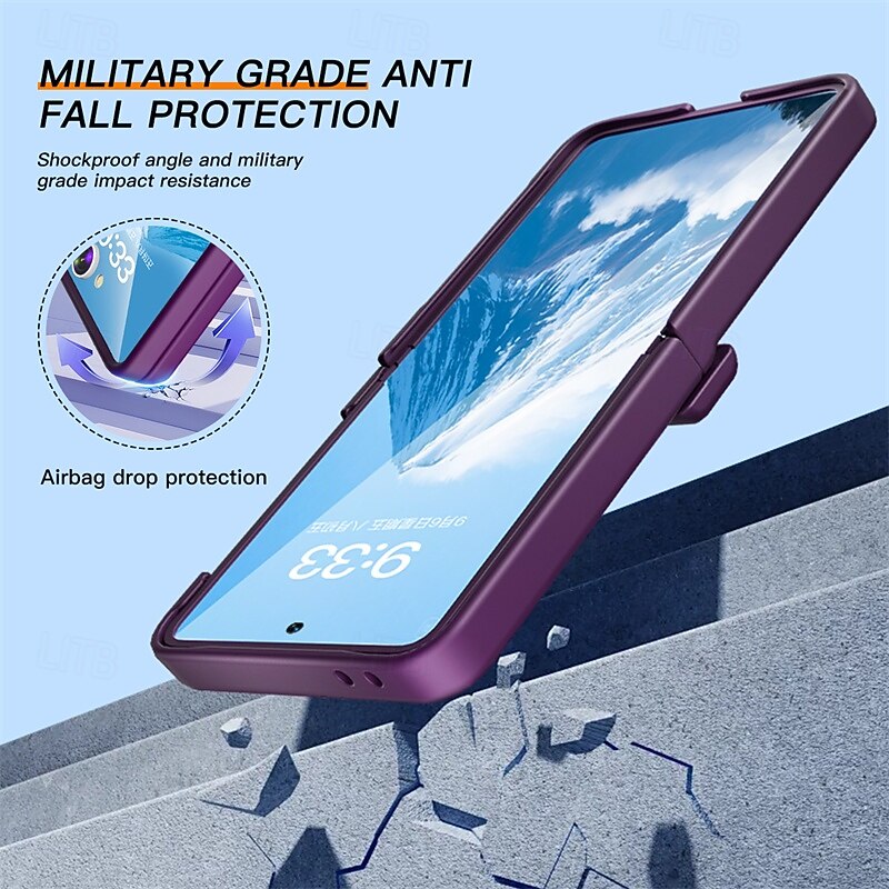 Phone Case For Samsung Galaxy Z Flip 7 Z Flip 6 Back Cover with Stand Holder Support Wireless Charging Shockproof PC4