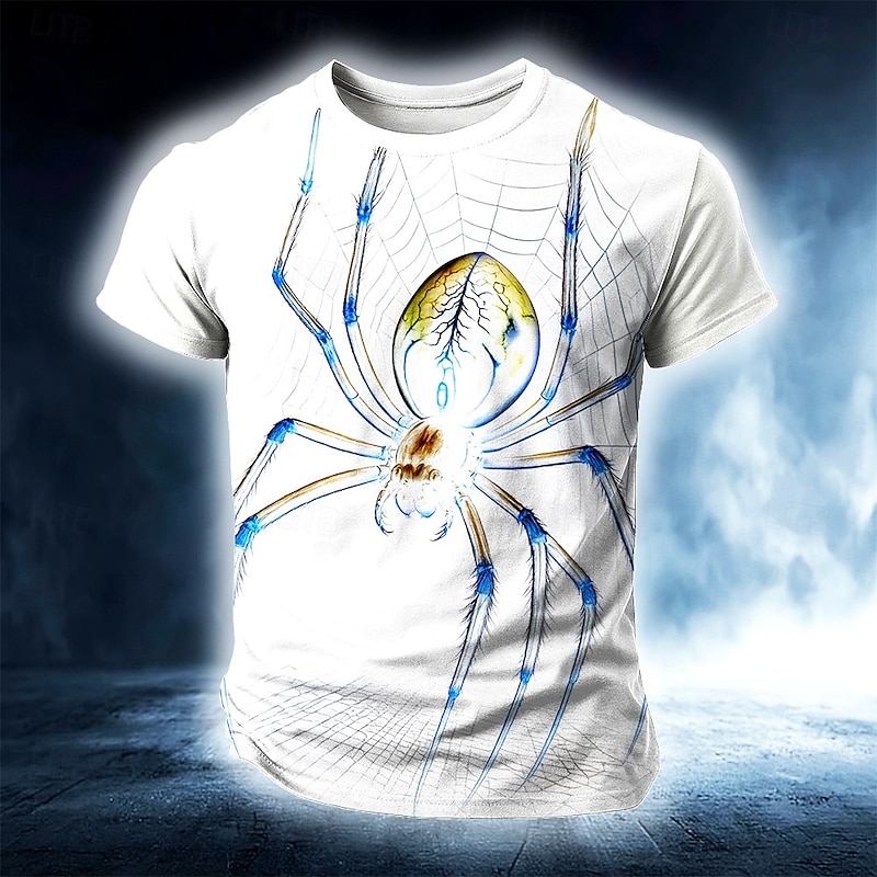 Men's Spider 3D T Shirt Short Sleeve T shirt 3D Print Crew Neck Shirt Exaggerated Designer Party Holiday Black White Summer Spring Clothing Apparel S M L XL XXL XXXL2