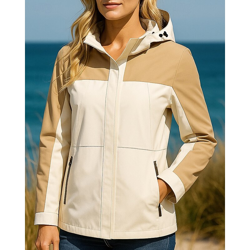 Women's Windbreaker Softshell Jacket Hiking Jacket Outdoor Waterproof Windproof Hiking Outfits Hiking Clothes Spring Autumn / Fall Top Camping / Hiking / Caving Running Patchwork Dark Pink Black White4