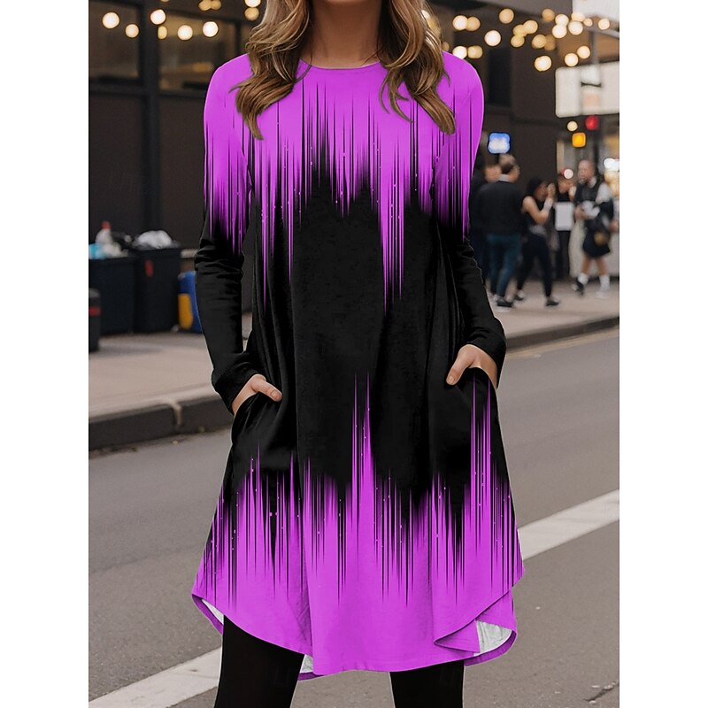 Women's Mini Dress T Shirt Dress Tee Dress Casual Daily Regular Fit Graphic Geometric Long Sleeve Crew Neck White Pink Red Royal Blue Spring Fall Winter4