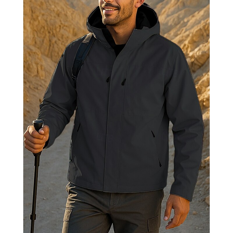 Men's Softshell Jacket Hiking Jacket Hardshell Jacket Outdoor Waterproof Windproof Hiking Outfits Hiking Clothes Spring Autumn / Fall Jacket Hunting Climbing Running Solid Color Black White Grey4