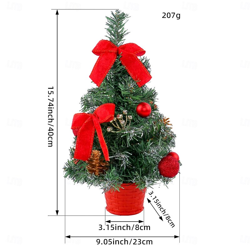 Christmas Mini Tree Tabletop Desktop Artificial Christmas Tree Xmas Decor Potted Faux Holiday Flower Arrangement for Festive Tabletop Display Home Party Decoration Accessory4