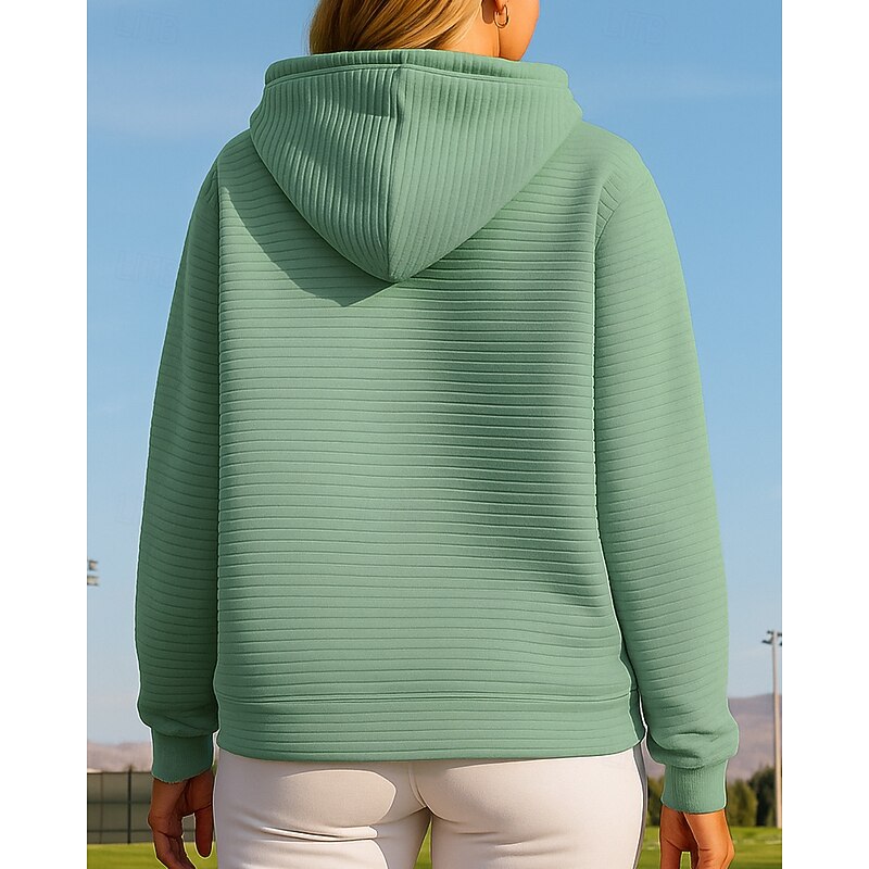 Women's Casual Sweatshirt Pullover Hoodie Drawstring Long Sleeve Top Athleisure Fall Solid Colored Fashion Outdoor Travel Running Sportswear Activewear Black Green2