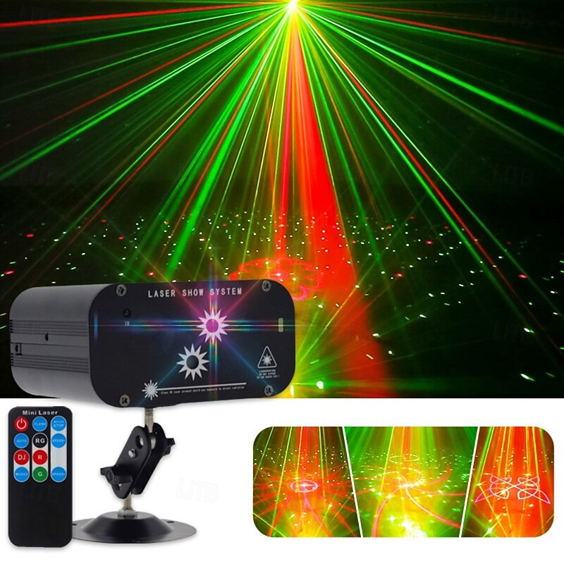 48 Pattern Red Green Laser Dynamic Pattern Party Decoration Light Sound Activated Remote Control Self-Flow Mode Live Streaming Studio Lighting Convenient and Practical Wedding Valentine'S Day Bi