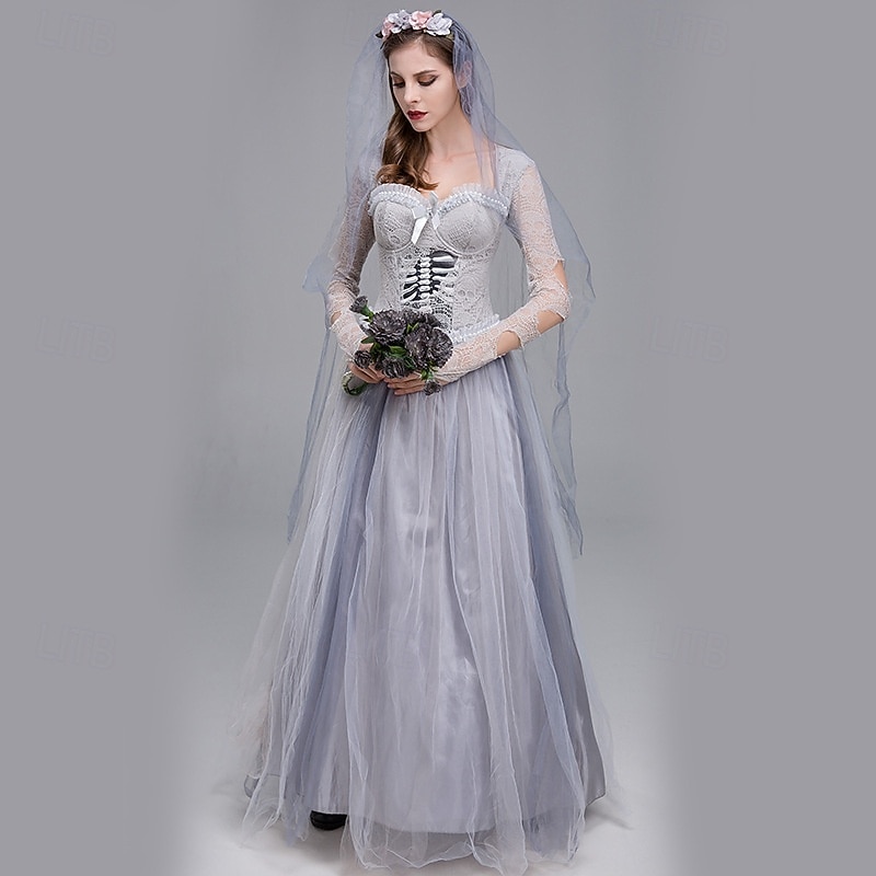 Ghost Bride Halloween Cosplay Costume Party Costume Masquerade Walpurgis Night Outfits Cosplay Adults' Women's Masquerade Mardi Gras Performance Party Halloween Easy Halloween Costumes Dress Up4