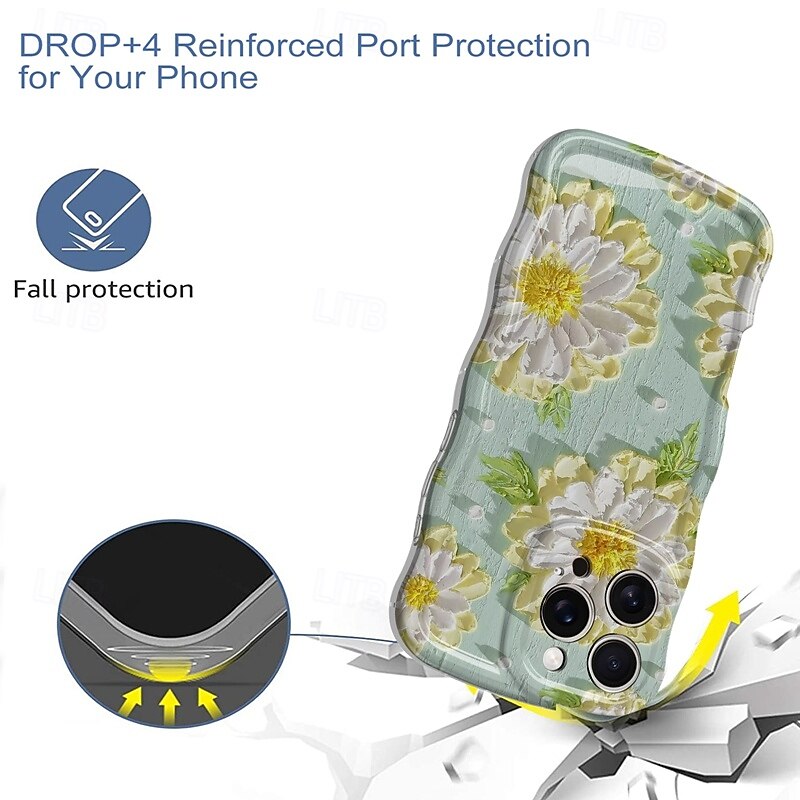Phone Case For iPhone 16 Pro Max Plus 16 15 Pro Max Plus Back Cover Shockproof Flower Floral TPU2