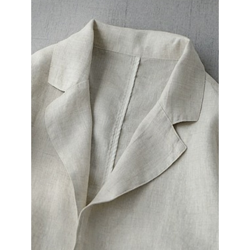 Women's Blazer Comfortable Breathable Pocket Buttons Fashion Daily Plain Outdoor Casual Daily Single Breasted Regular Lapel Regular Fit Long Sleeve Outerwear Navy Blue Beige Spring Fall2