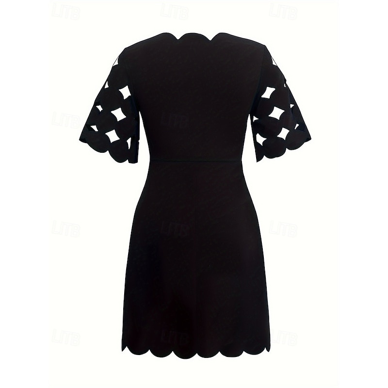 Women's Mini Dress Black Dress Casual Dress Cocktail Dress Formal Dress Classic Modern Outdoor Holiday Going out Regular Fit Plain Short Sleeve Crew Neck Black Summer3