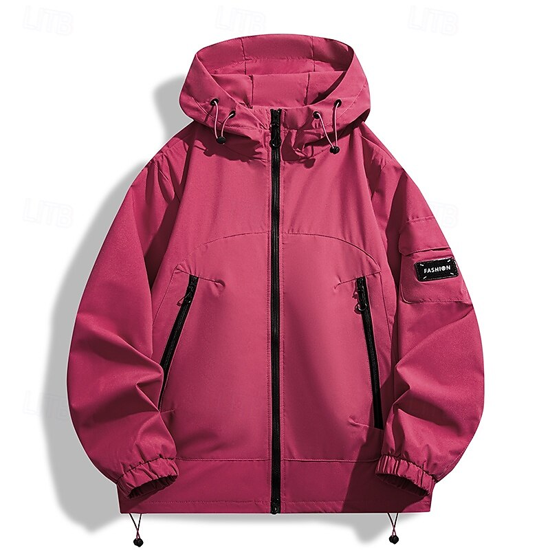 Men's Jacket Casual Jacket Outdoor Vacation Warm Zipper Pocket Fall Winter Plain Fashion Streetwear Standing Collar Regular Black Blue Army Green Goldenrod Raspberry Jacket