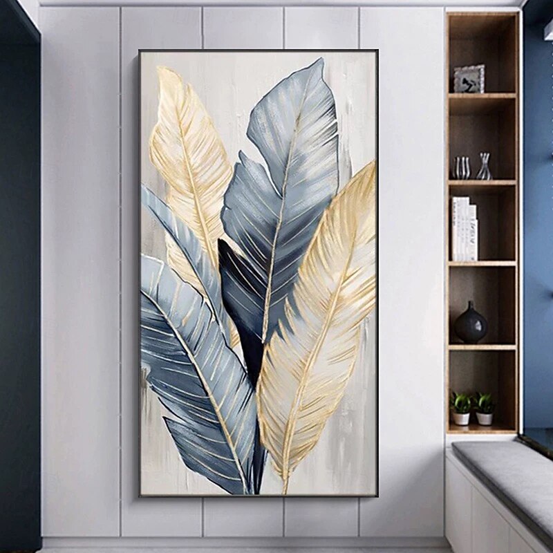 Mintura Handmade Banana Leaf Landscape Oil Paintings On Canvas Wall Art Decoration Modern Abstract Pictures For Home Decor Rolled Frameless Unstretched Painting
