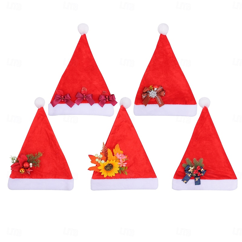 Christmas Santa Hat for Adults Red Plush Holiday Party Hat, Xmas Festival Decoration, Holiday Costume Accessory2