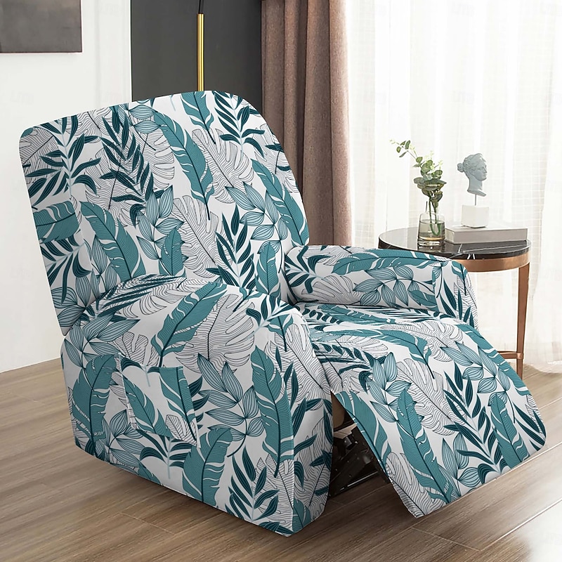 Chaise Lounge Cover, Geometric Printed Polyester Slipcover, Stretch Furniture Protector for Living Room and Bedroom