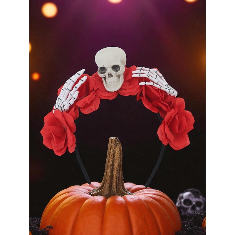 Women's Gothic - Style Floral Crown with Skull and Skeleton Hand, Ideal for Halloween Party Looks2