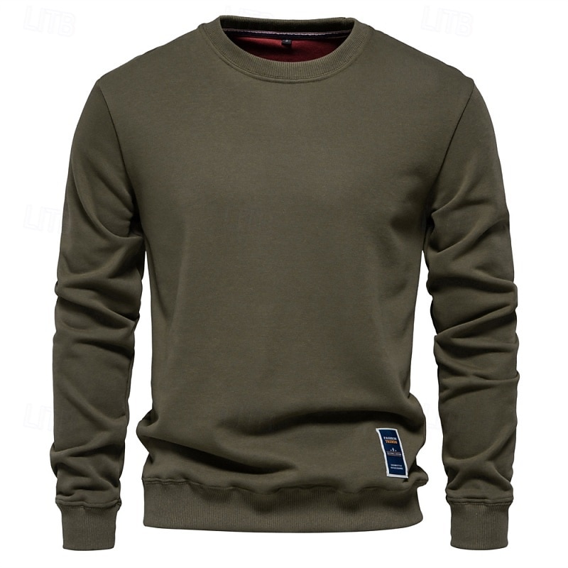Men's Sweatshirt Pullover Hoodie Sweatshirt Pullover Black Army Green Navy Blue Orange Khaki Crew Neck Plain Sports & Outdoor Casual Daily Streetwear Cool Sportswear Spring &  Fall All Seasons4