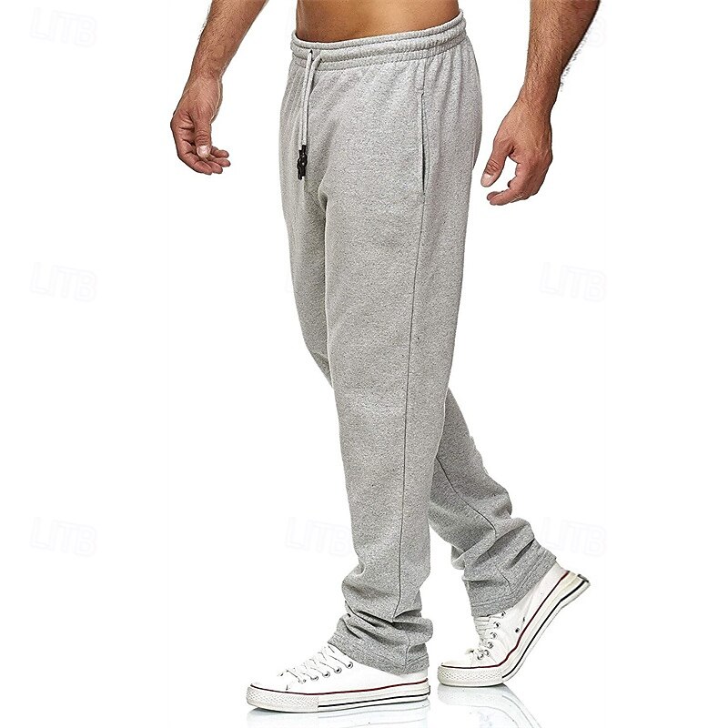 Men's Sweatpants Trousers Straight Leg Sweatpants Drawstring Pocket Elastic Waist Plain Comfort Sports Outdoor Daily Fashion Casual Black Navy Blue Micro-elastic3