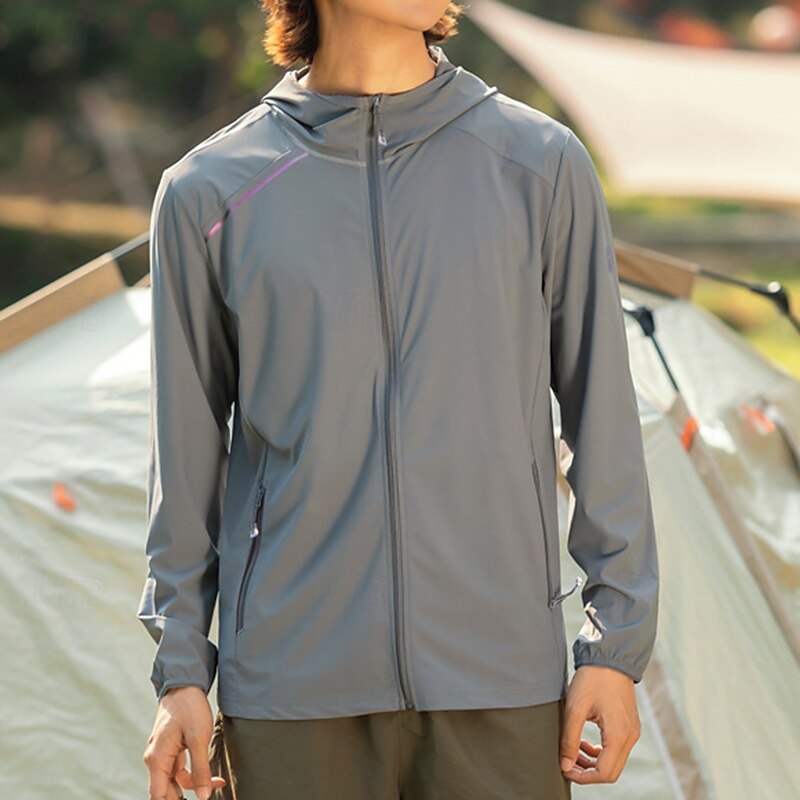 Men's Outdoor Jacket Hiking Jacket UV Protection Jacket Outdoor Sun Protection Quick Dry Hiking Outfits Hiking Clothes Summer Top Camping / Hiking / Caving Running Dark Grey Black White3