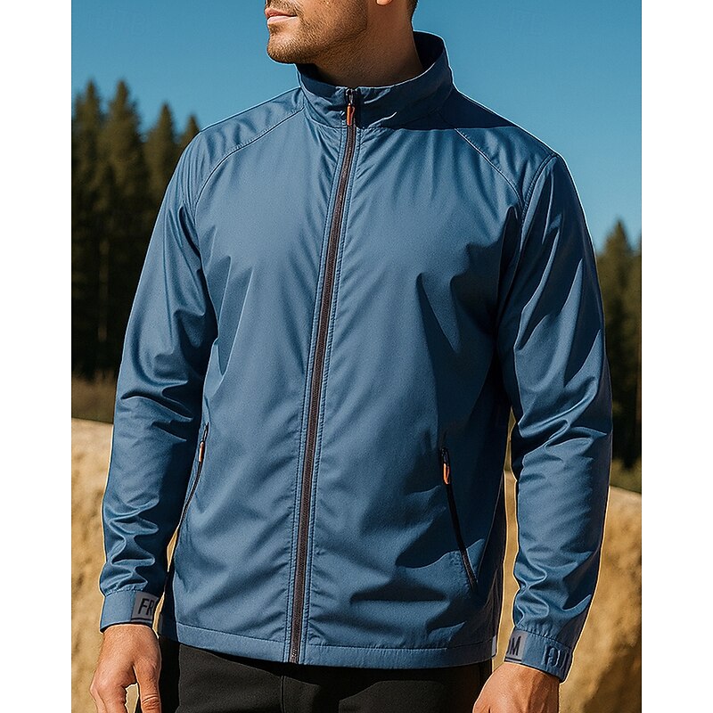 Men's Outdoor Jacket Pocket Long Sleeve Top Athleisure Fall Solid Colored Sun Protection Lightweight Workout Outdoor Training Sportswear Activewear White Blue Gray3