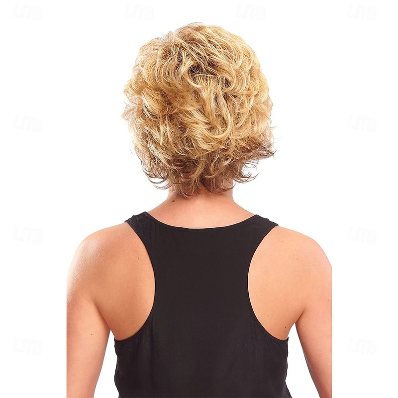 Women’s Blonde Short Layered Curly Wig Natural Looking Realistic Synthetic Hair Heat Resistant Volume Cut Elegant Daily Wear Fashion Party2