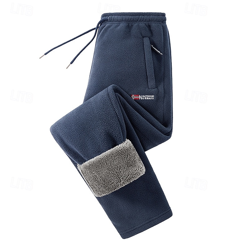 Men's Sherpa Sweatpants Trousers Open Bottom Sweatpants Drawstring Elastic Waist Zipper Pocket Plain Moisture Wicking Breathable Full Length Sports Outdoor Casual Daily Fashion Streetwear Black Red