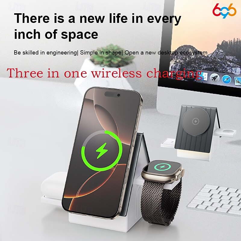 Wireless Charger Wireless Charging Pad Wireless Charging Stand Foldable Charging Station MagSafe Universal Magnetic For Cellphone Apple Watch Series 4 Apple Watch Series SE / 6/5/4/3/2/1 Apple Watch