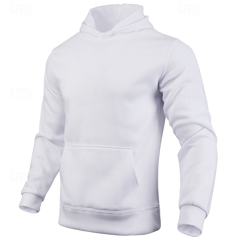 Men's Hoodie Pullover Fleece Hoodie Fleece lined Hoodie Black White Yellow Pink Red Hooded Plain Pocket Sports & Outdoor Casual Daily Streetwear Cool Sportswear Fall Winter Clothing Apparel Hoodies3