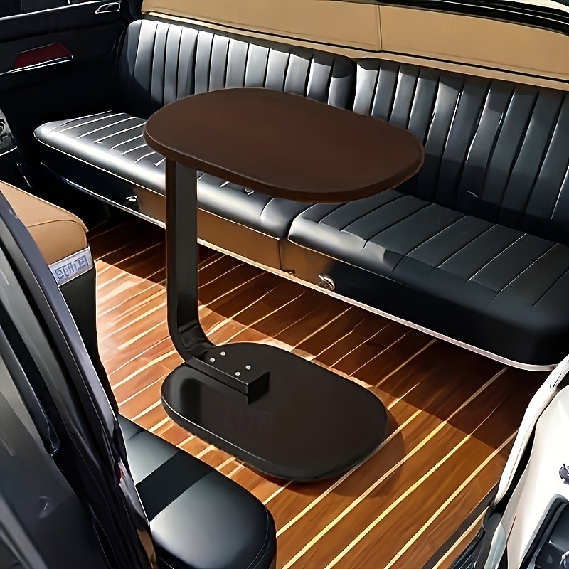 Modern C-Shaped Sofa Side Table & Coffee Table - Durable Wood & Iron Construction, 4 Colors (Walnut/Oak/Black/White) - Sturdy Frame for Living Room, Bedroom, RV & Balcony Decor2