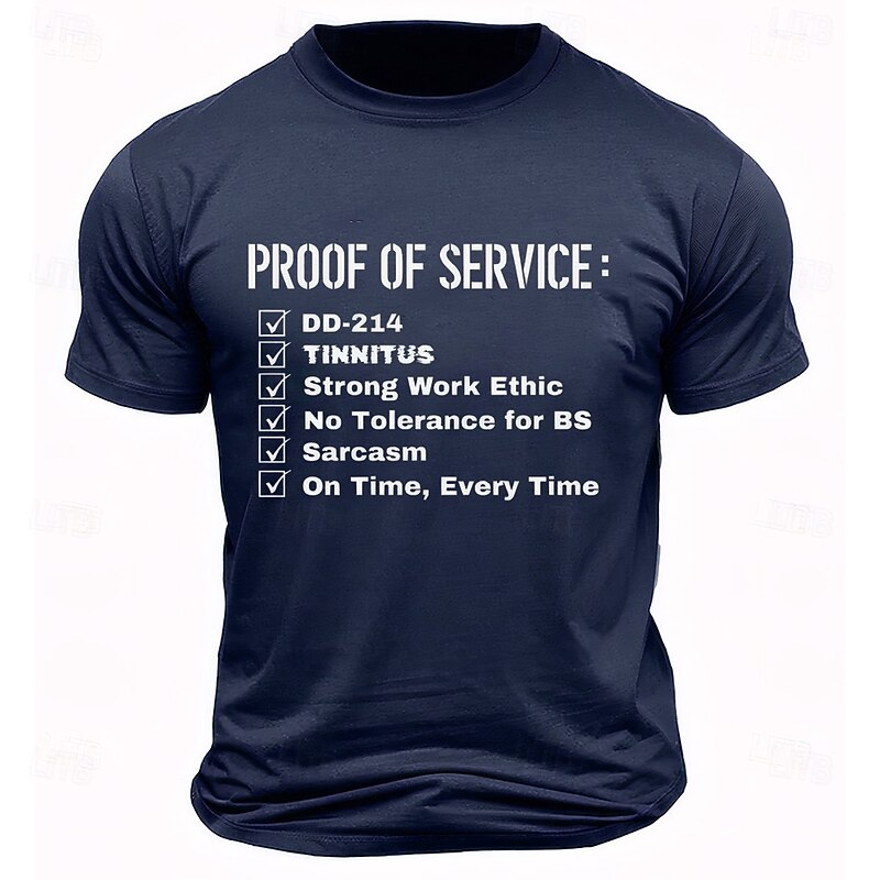 Men's Proof Of Service DD-214 T Shirt Short Sleeve T shirt 3D Print Crew Neck Shirt Daily Military Street Daily Black Red Blue Summer Spring Clothing Apparel