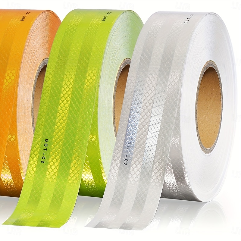 High-Visibility DOT-C2 Reflective Tape - 1pc Heavy-Duty Waterproof Safety Warning Sticker for Night Visibility and Hazard Caution Ideal for Trailers, Trucks, Bicycles, Outdoor Use2