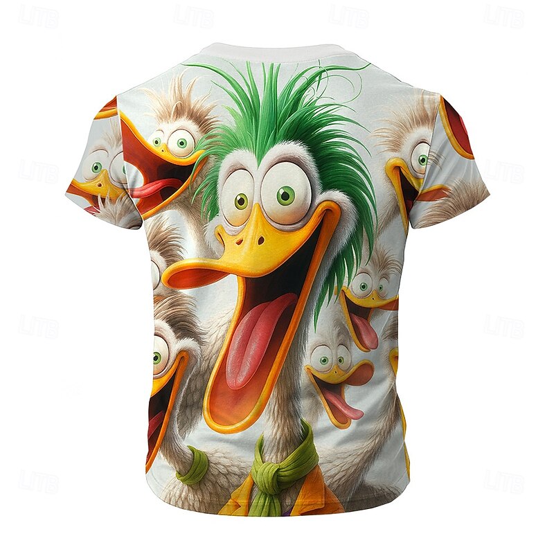 Men's 3D Funny Duck T Shirt Short Sleeve T shirt 3D Print Crew Neck Shirt Exaggerated Designer Party Holiday White Summer Spring Clothing Apparel S M L XL XXL XXXL2