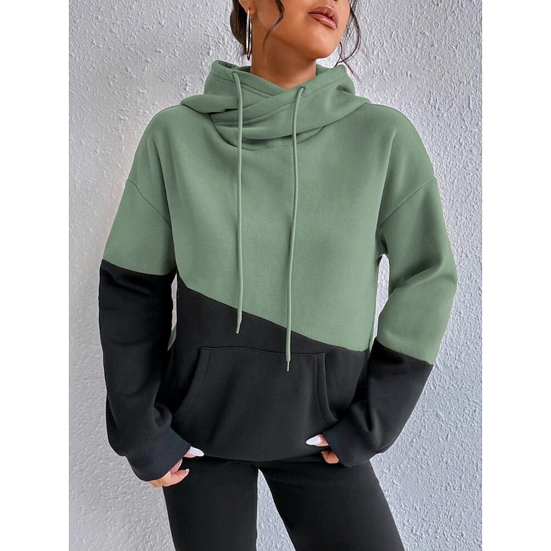 Women's Pullover Hoodie Sweatshirt Casual Long Sleeve Hooded Regular Tops Pink Green Fall
