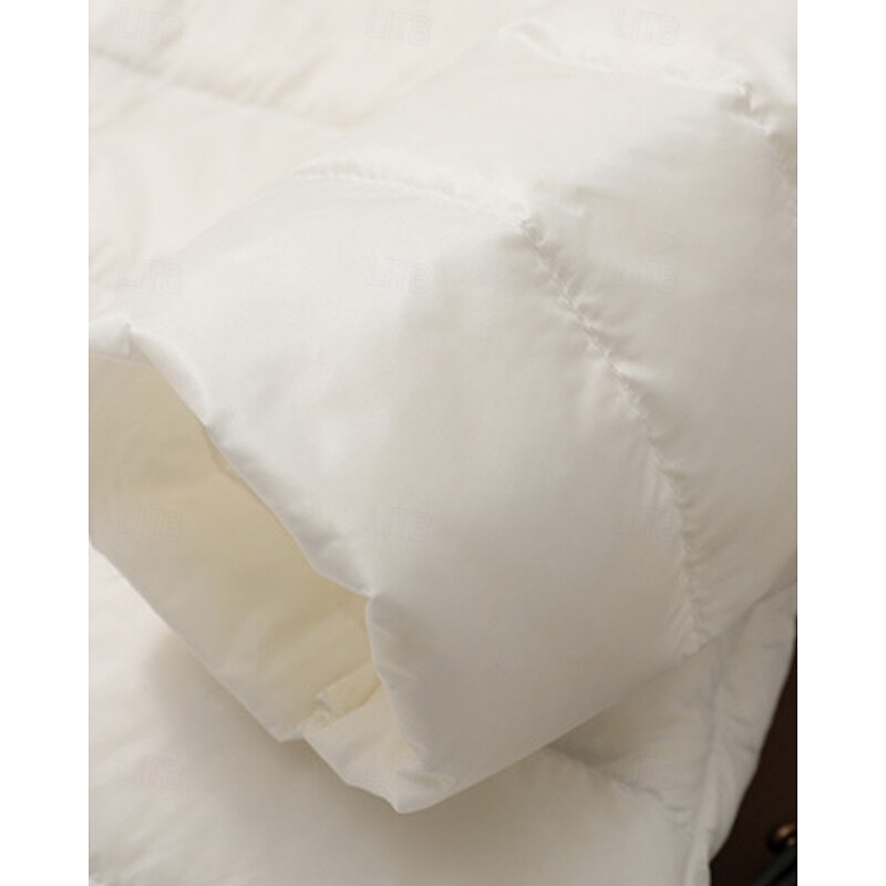 Women's Down Jacket Coat Warm Comfortable Buttons Casual Plain Outdoor Vacation Street Single Breasted Long Crewneck Regular Fit Long Sleeve Outerwear Black White Pink Fall Winter4