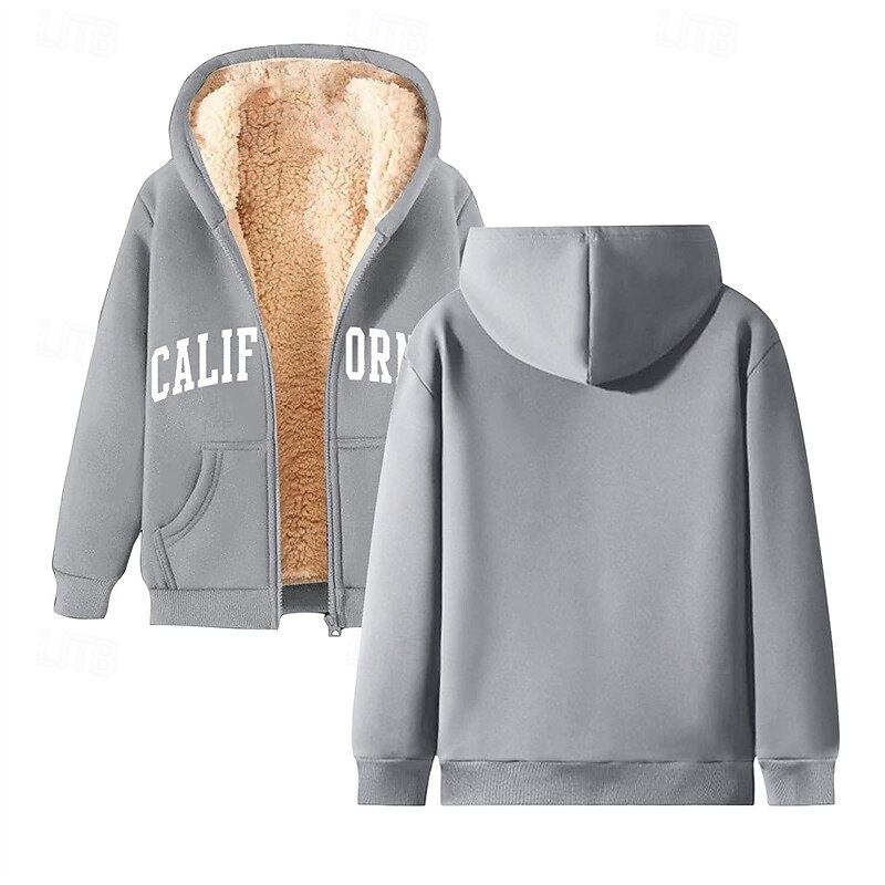 Men's Hoodie Full Zip Hoodie Zip Up Hoodies Fleece Jacket Fleece Hoodie Black Wine Red Green Khaki Hooded Letter Pocket Print Sports & Outdoor Casual Daily Polyester Streetwear Casual Fall Winter