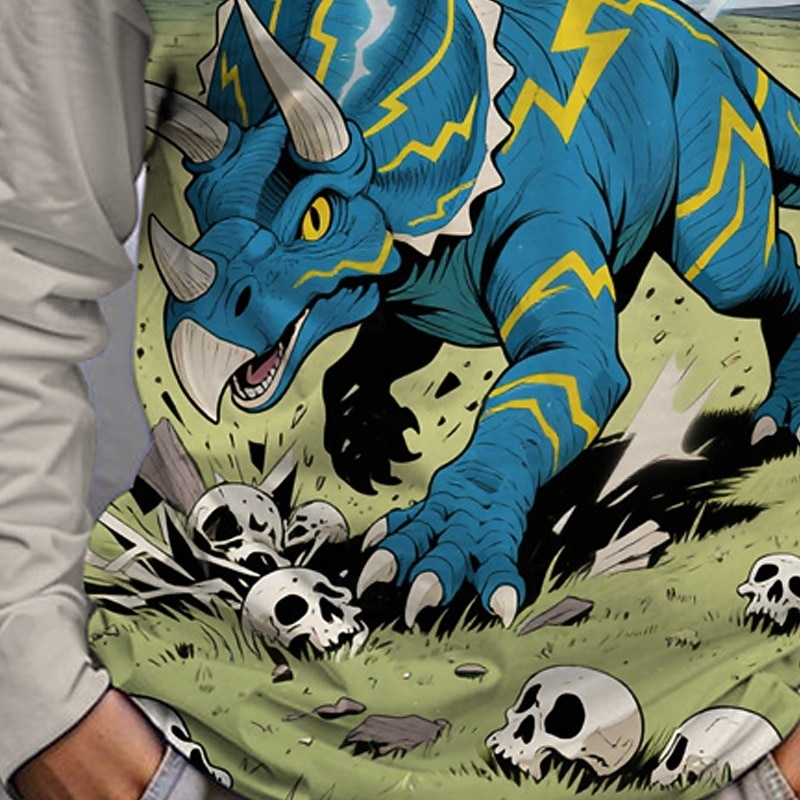 Halloween Boys' 3D Dinosaur T shirt Tee Long Sleeve Spring Fall Fashion Basic Kids 4-12 Years Crew Neck Outdoor Casual Daily Regular Fit3