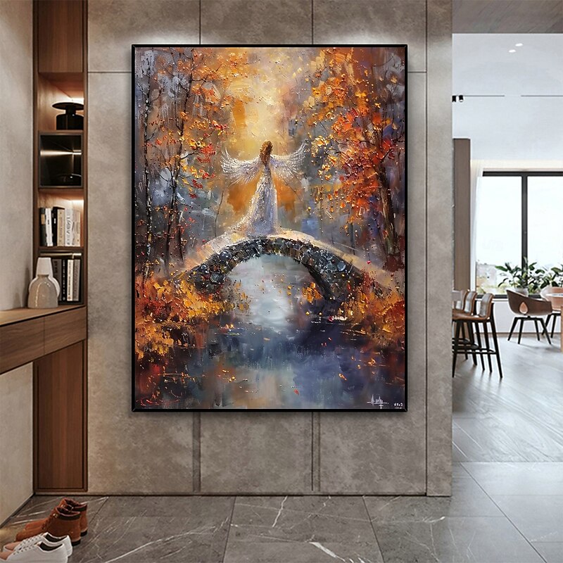 Handmade Original Autumn Scenery Oil Painting On Canvas Wall Abstract Female Model Painting for Home Decor With Stretched Frame/Without Inner Frame Painting4