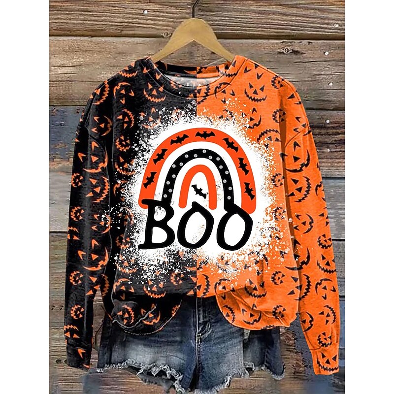 Women's Pullover Sweatshirt Graphic Fashion Casual Long Sleeve Crew Neck Regular Tops Street Dailywear Casual Print Black Orange Beige Fall Winter3