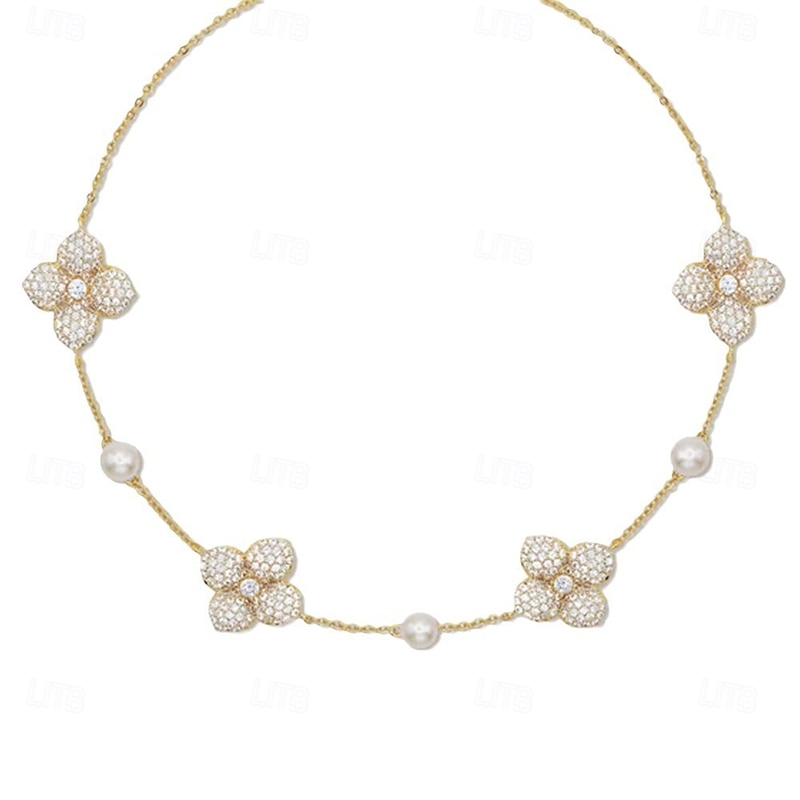 Choker Necklace Zircon Rhinestones Women's Elegant Cute Floral Flower Shape Wedding irregular Necklace For Wedding Party Birthday3