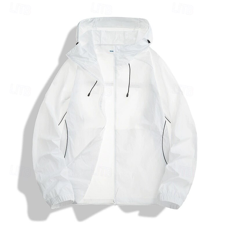 Women's Casual Jacket Sun Protection Comfortable Zipper Pocket Fashion Outdoor Plain Going out Weekend Zipper Regular Hooded Regular Fit Long Sleeve Outerwear Black White Yellow Summer3