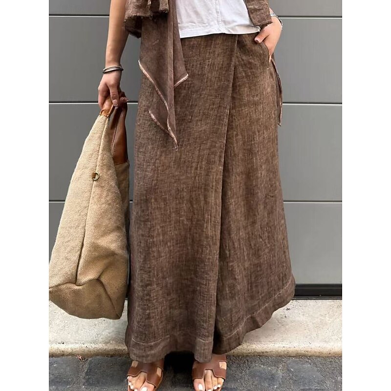 Women's Sailor Pants Straight Casual Comfort Full Length Natural Solid Colored White / White Grey Black Brown Spring, Fall, Winter, Summer2